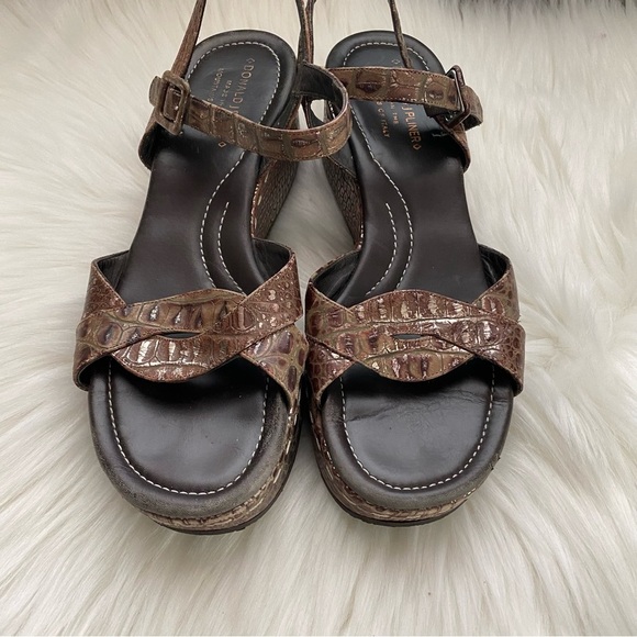 Donald J Pliner Women's platform heel Brown Sandal Size 9 Made in Italy - Picture 4 of 10